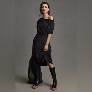 Sundry Off-Shoulder Black Midi Dress